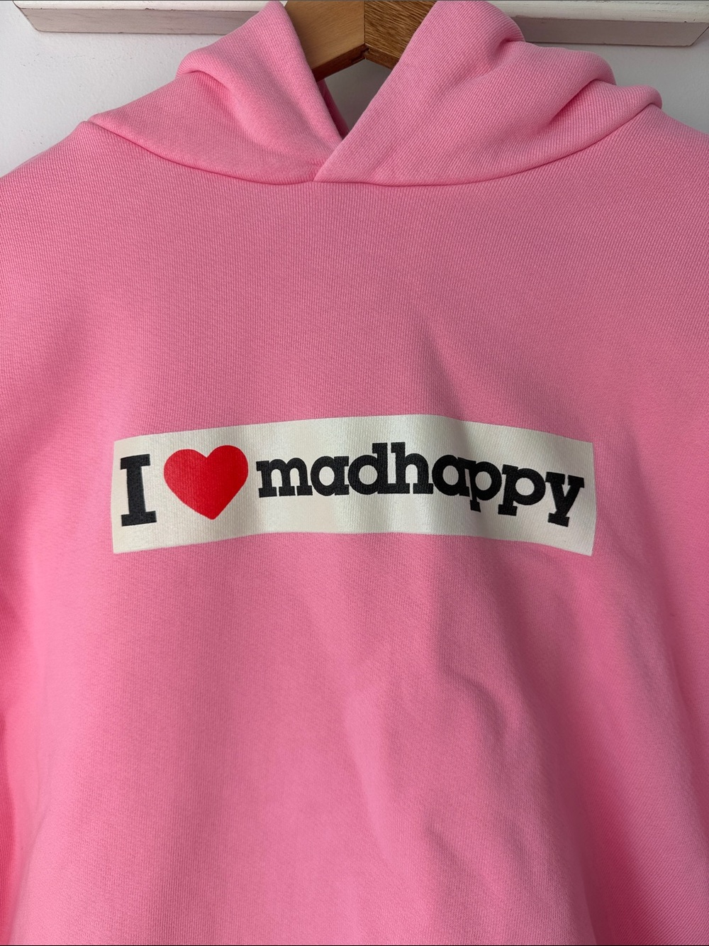 Madhappy Pink 'I ♥ madhappy' Pullover Hoodie unisex Hooded Sweater XL Flawed - Picture 2 of 7